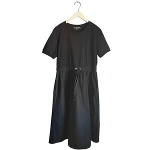 Elliott Lauren Black T-Shirt A-Line Maxi Dress Full Skirt Lagenlook Minimalist L